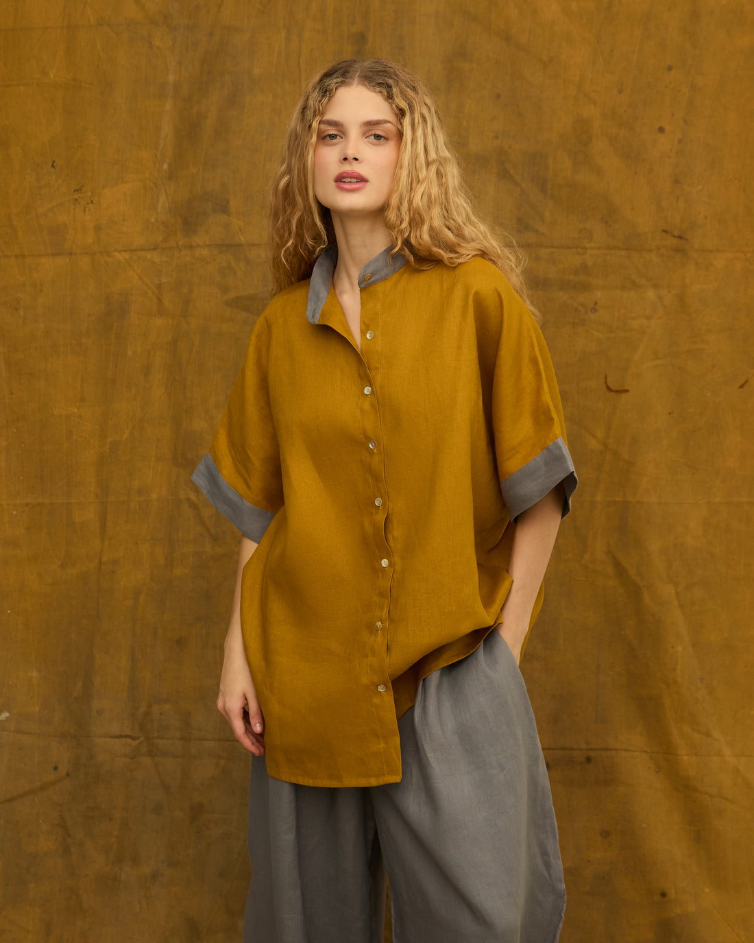 Camisa Xadô Linho Ambar