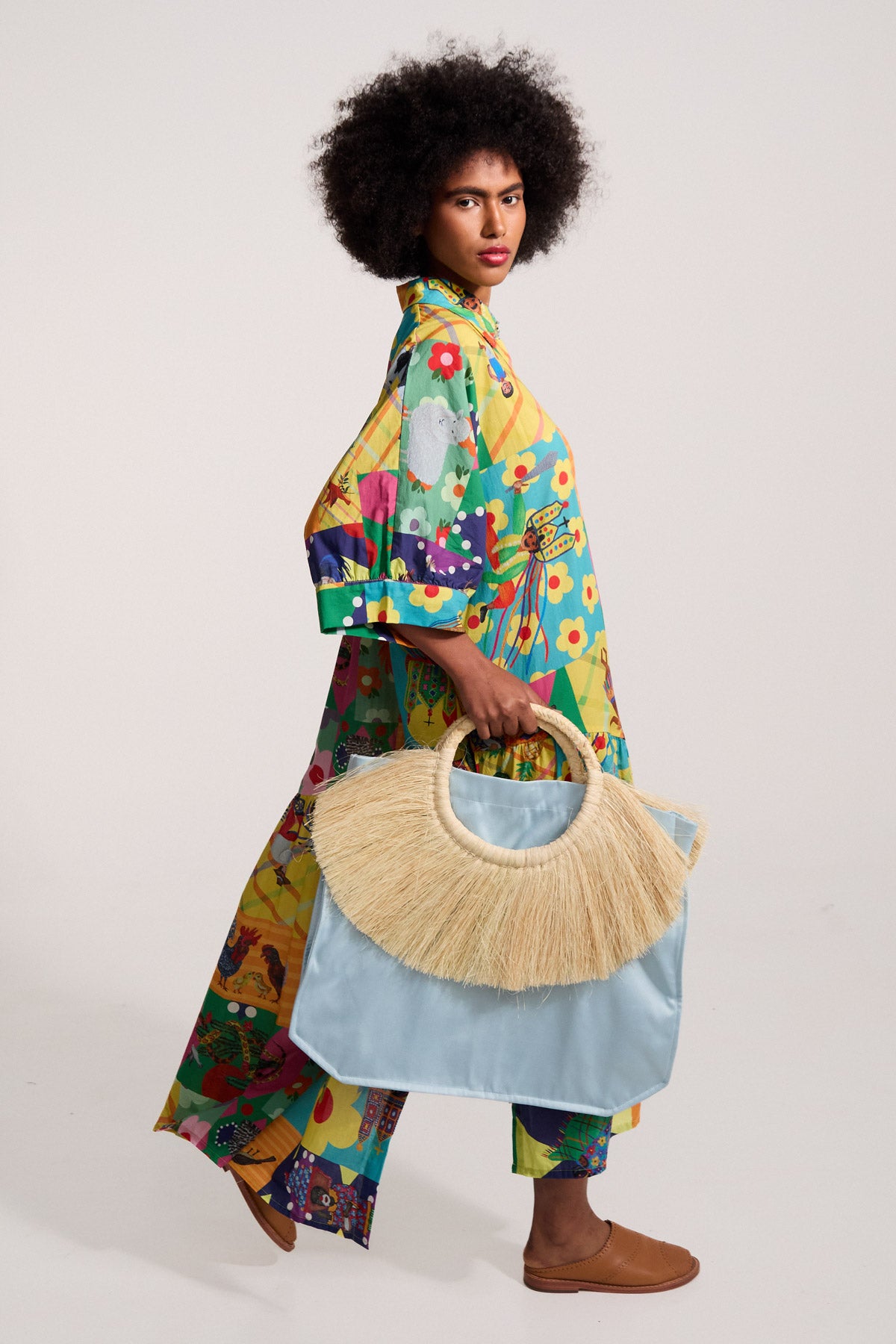 Bolsa Leque Lisa - Azul Céu