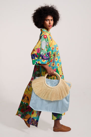 Bolsa Leque Lisa - Azul Céu