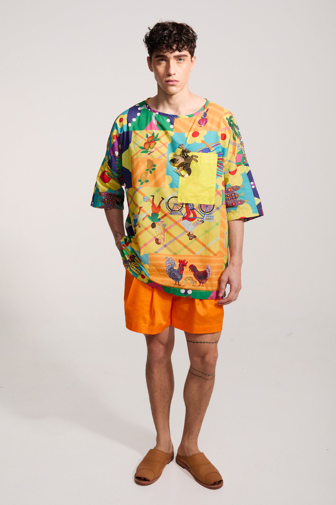 Short Cleyton Liso - Laranja