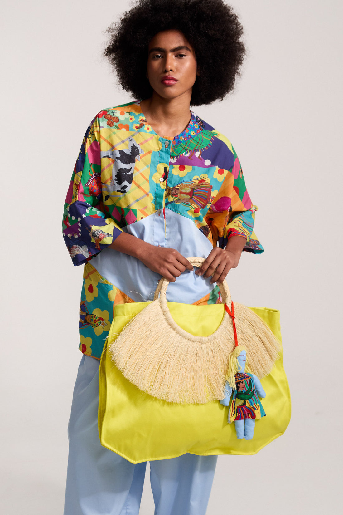 Bolsa Leque Lisa - Amarelo Canário