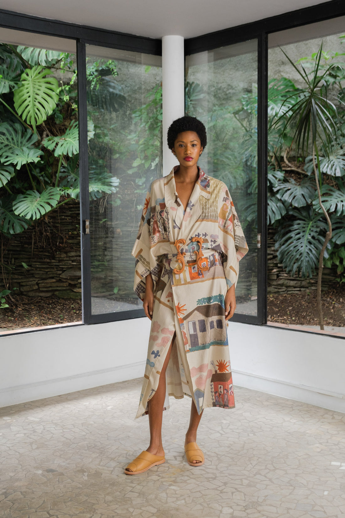 Robe Sil Estampa Vilarejo